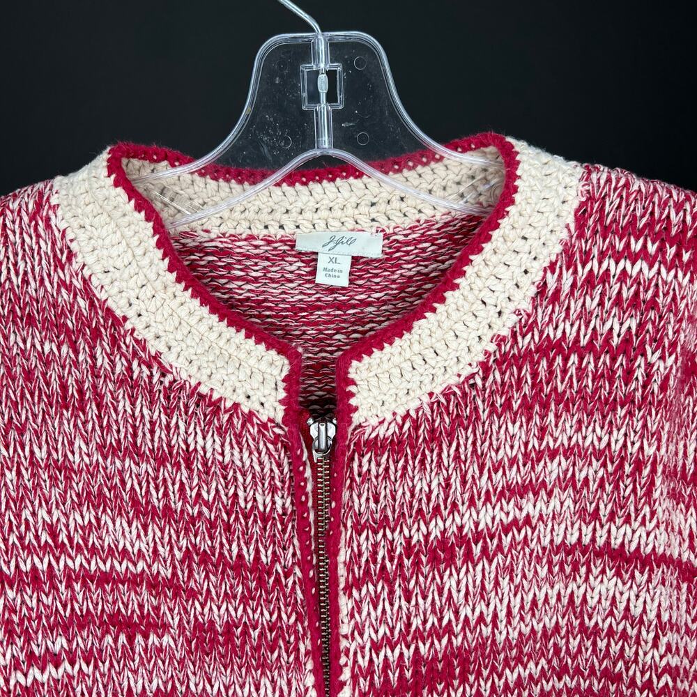 J Jill Womens XL Red Marled Zip Front Knit Cardigan Sweater - Picture 4 of 6